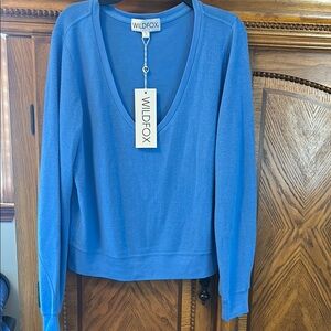 Wildfox Light Blue V-Neck Top